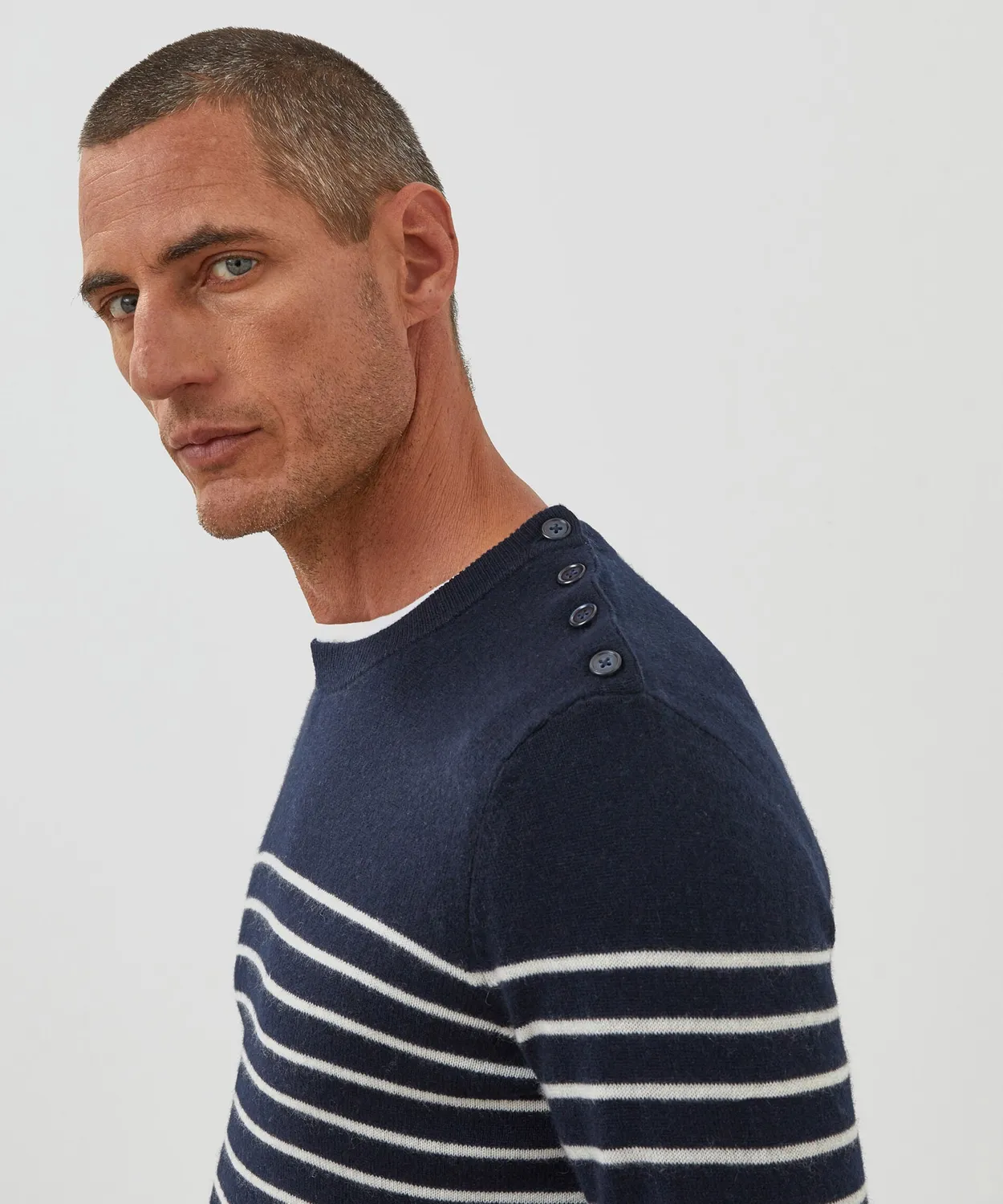 Rodier maglione marinaio cashmere uomo blu navy righe