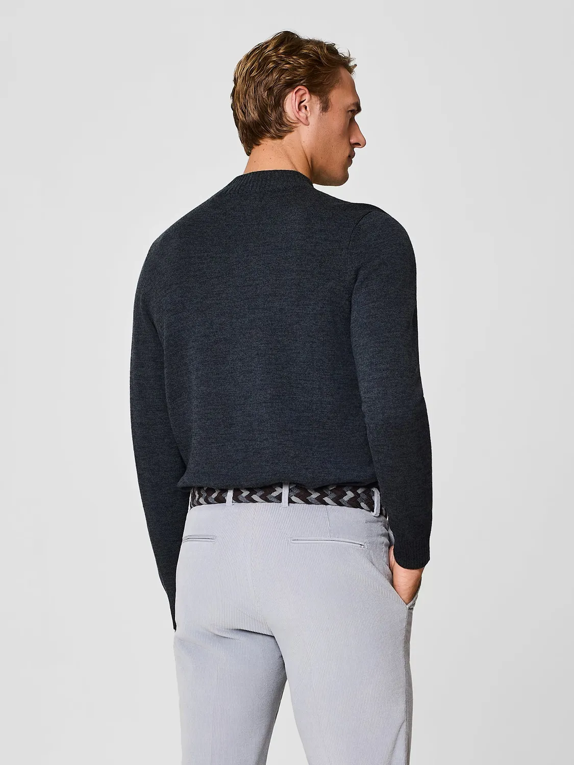 Paul Taylor Maglia Lana Merino Collo Vulcano Grigio Scuro