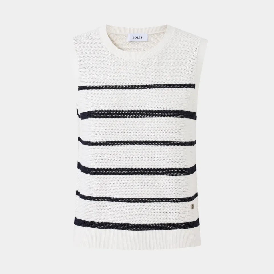 PORTS LQ8K805VKD032 top righe cream stripe cotone