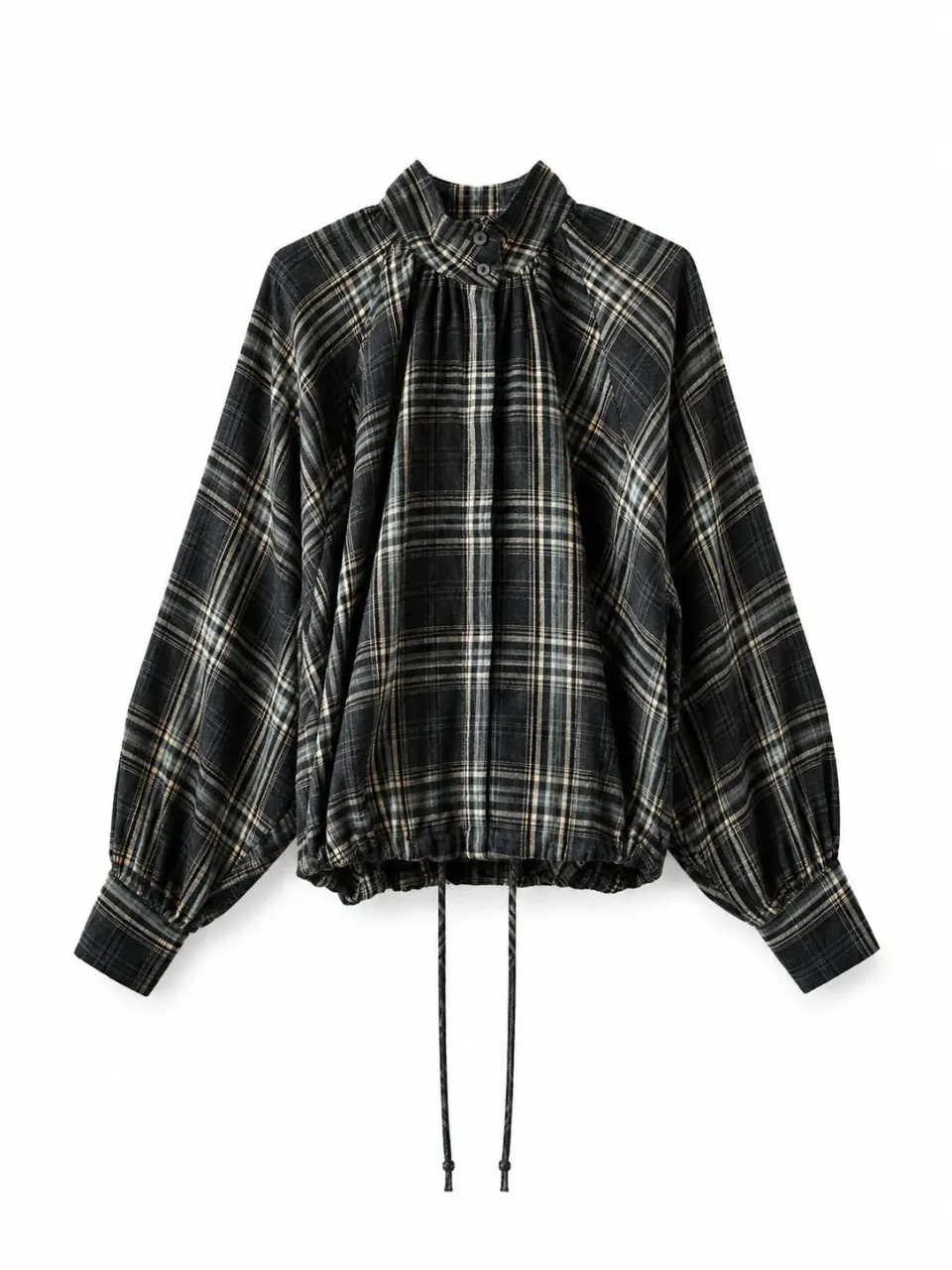 Vicolo Camicia Top Check flanella a quadri grigia