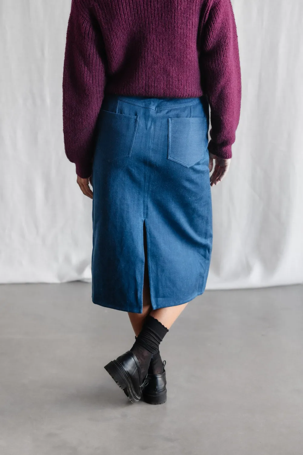 Jyoti Aleena Denim gonna lunga cotone spacchi