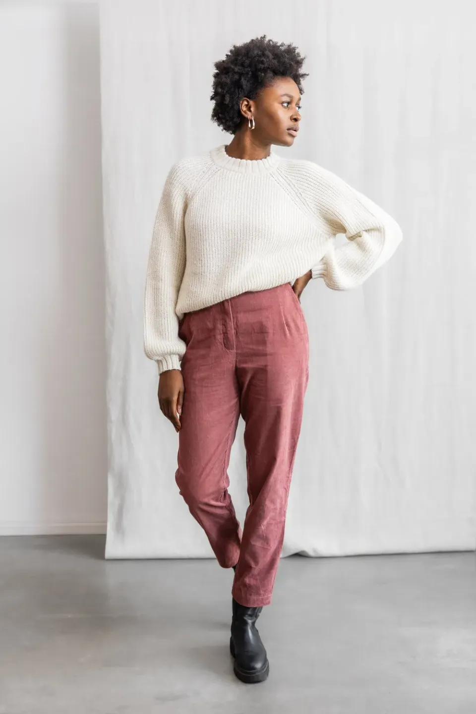 Jyoti Suhrut pantaloni velluto rosa antico