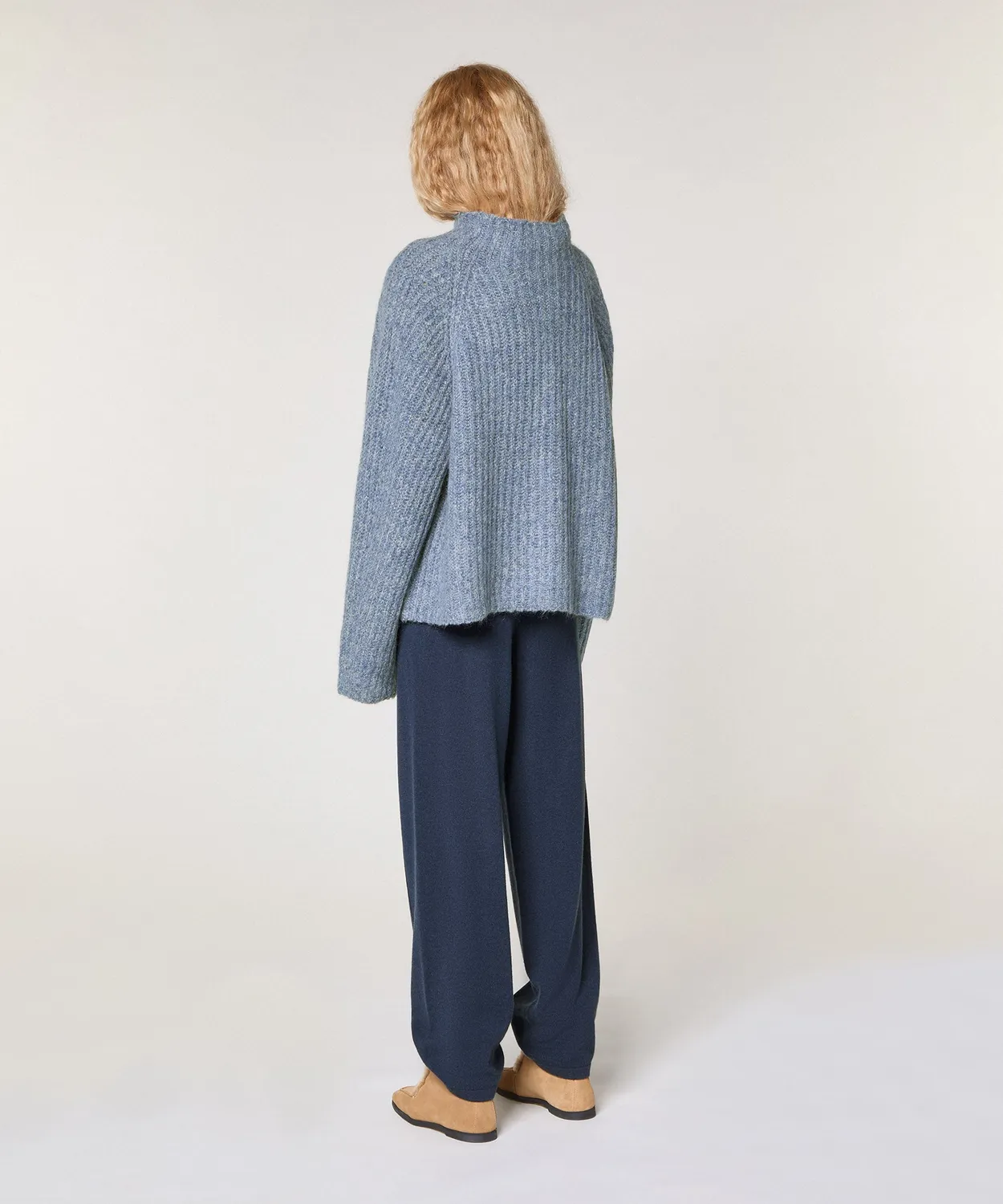 Rodier Maglione Oversize Blu Maglia Grossa Melange