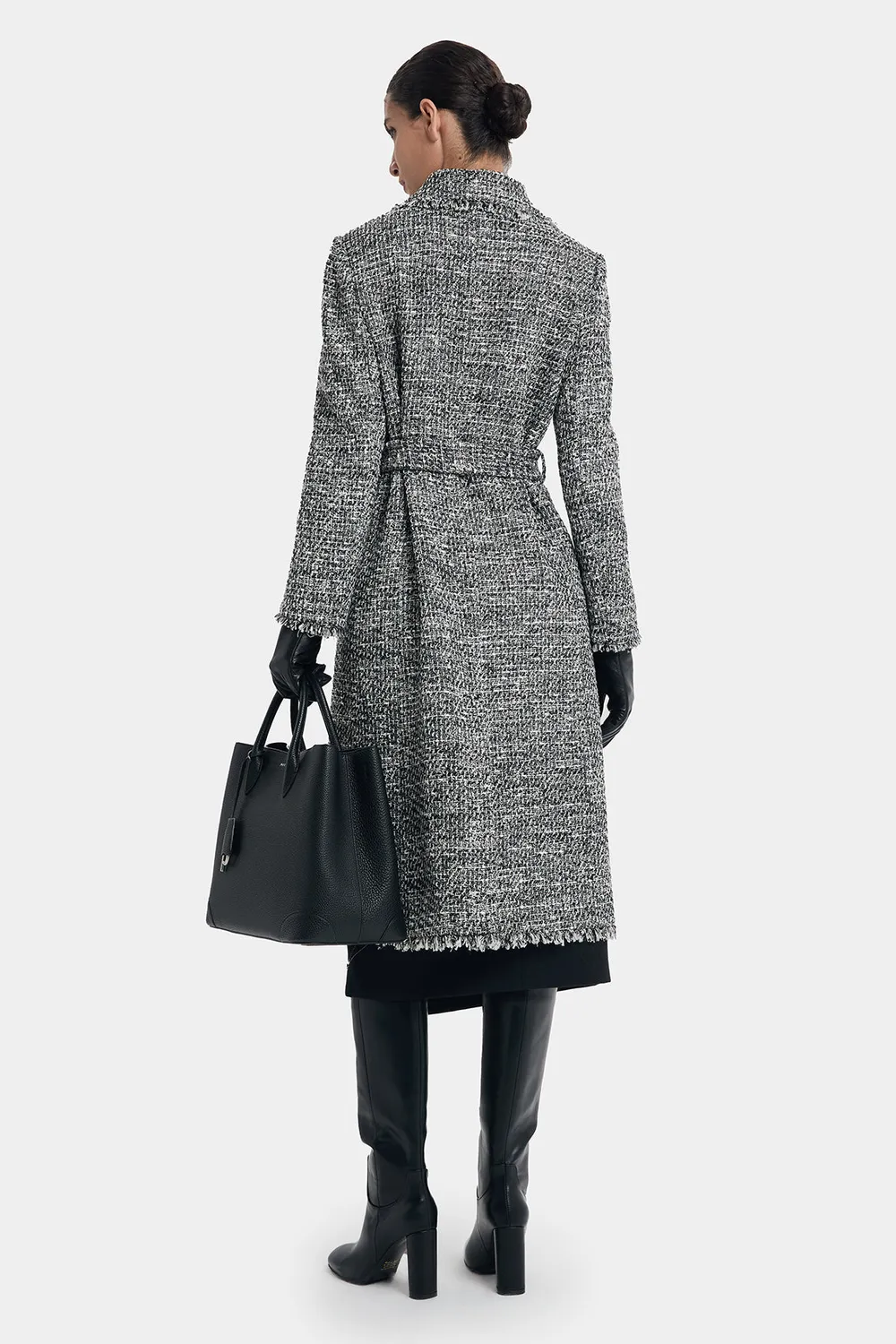 PORTS LT9C083TFD031 cappotto tweed bianco nero