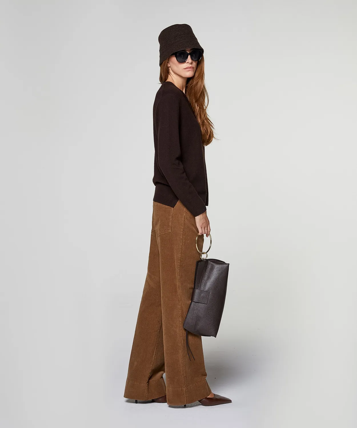 Rodier Maglione girocollo cashmere marrone scuro