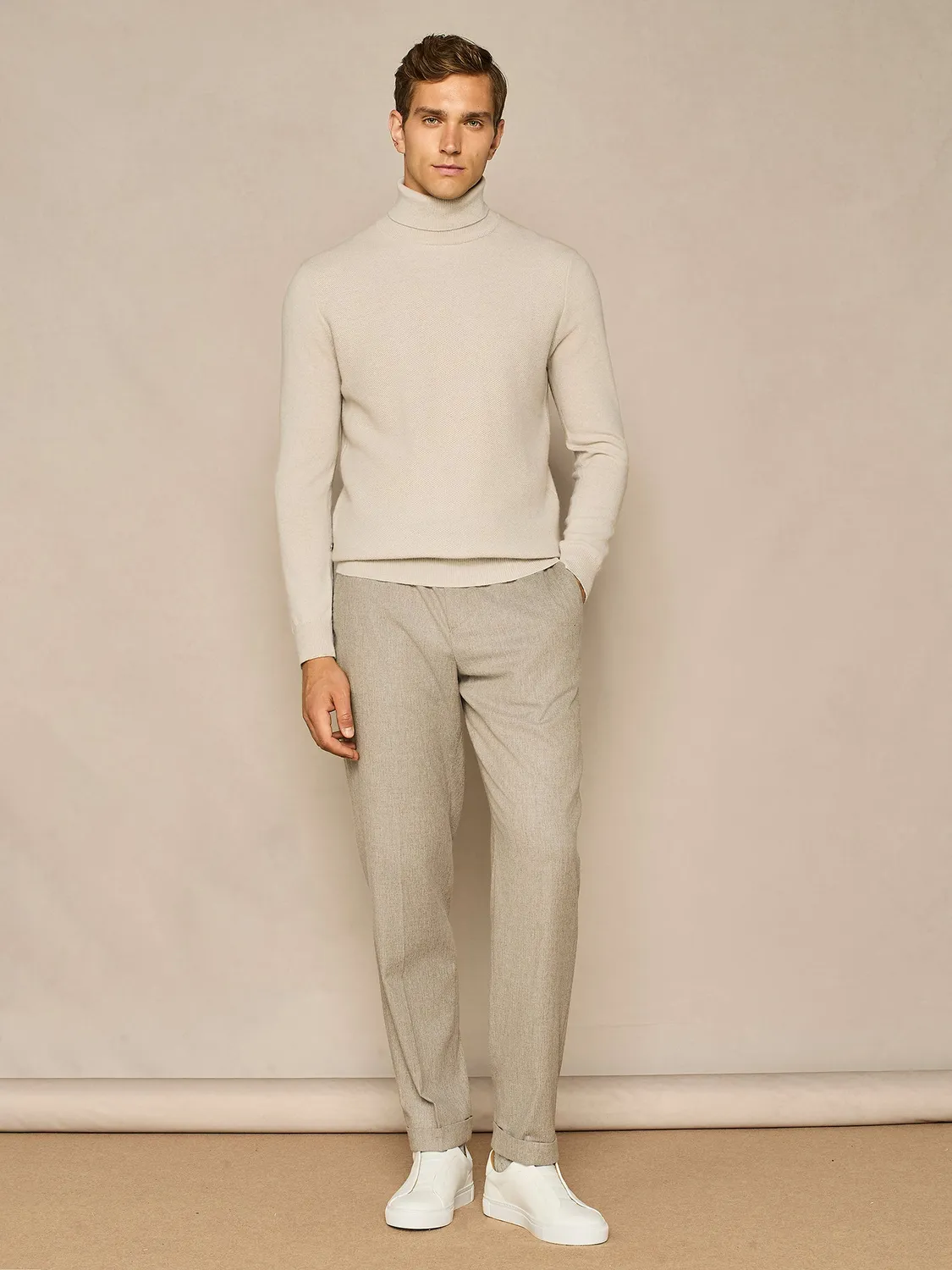 Paul Taylor dolcevita punto canestro cashmere burro