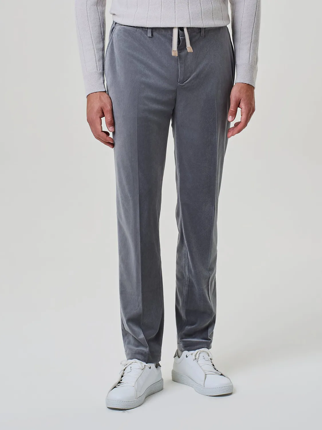 Paul Taylor Pantalone Velluto Coste Jersey Grigio