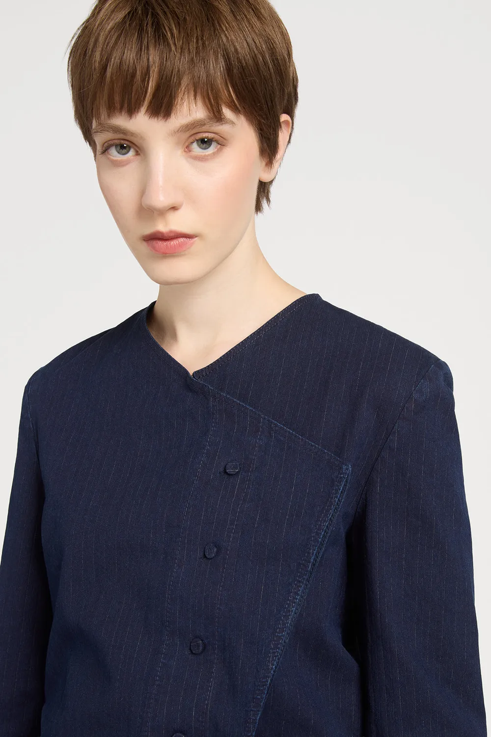 PORTS Blue Cotton camicia blu indaco e bianco in cotone