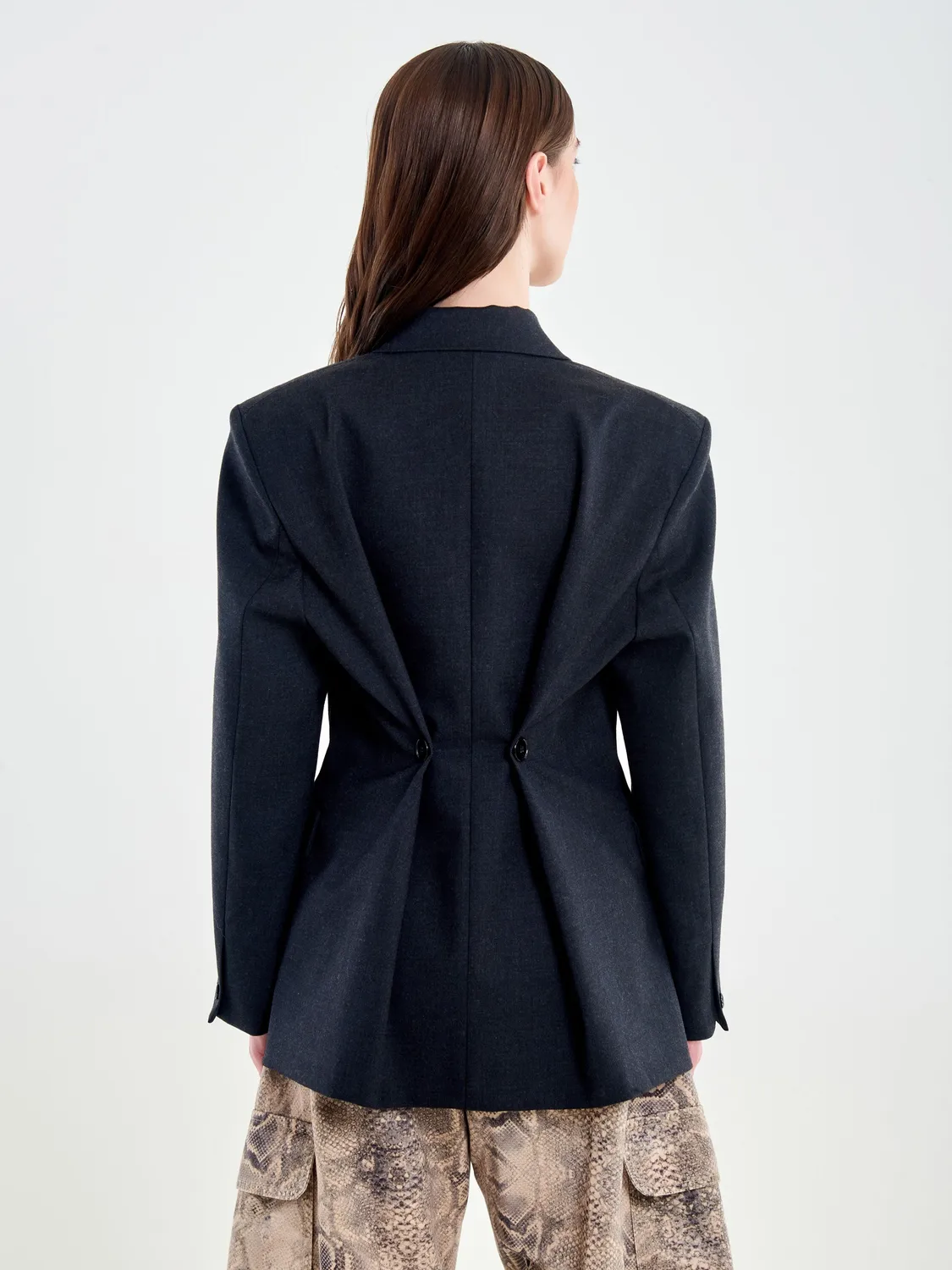 Vicolo Blazer Doppiopetto con Dettaglio Retro Nero S