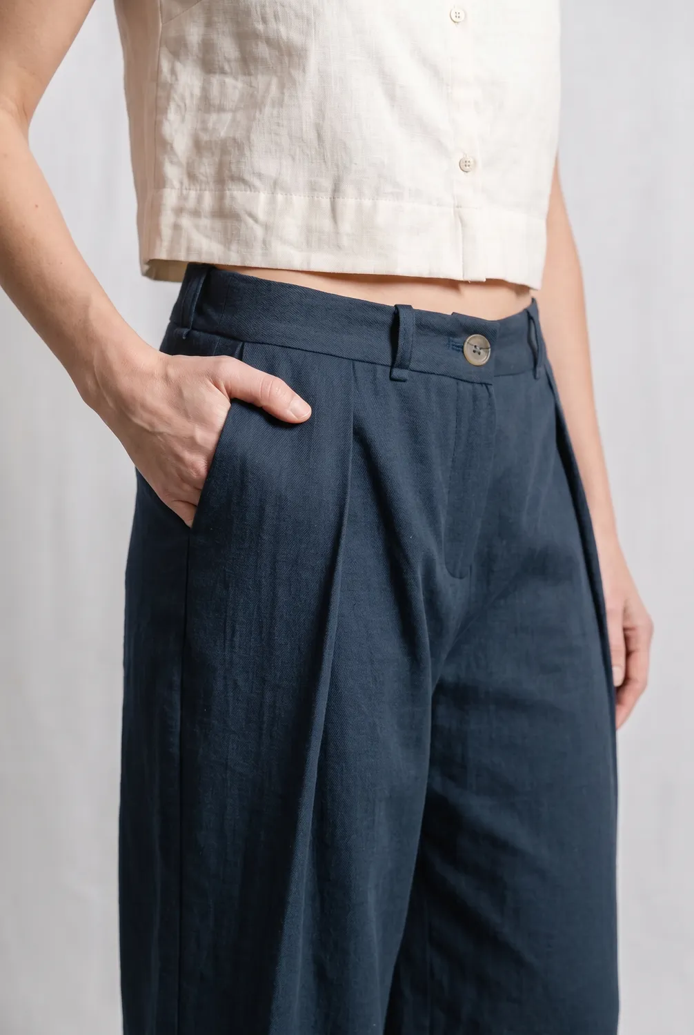 Jyoti Fair Works Meghana pantaloni cotone grigio-blu