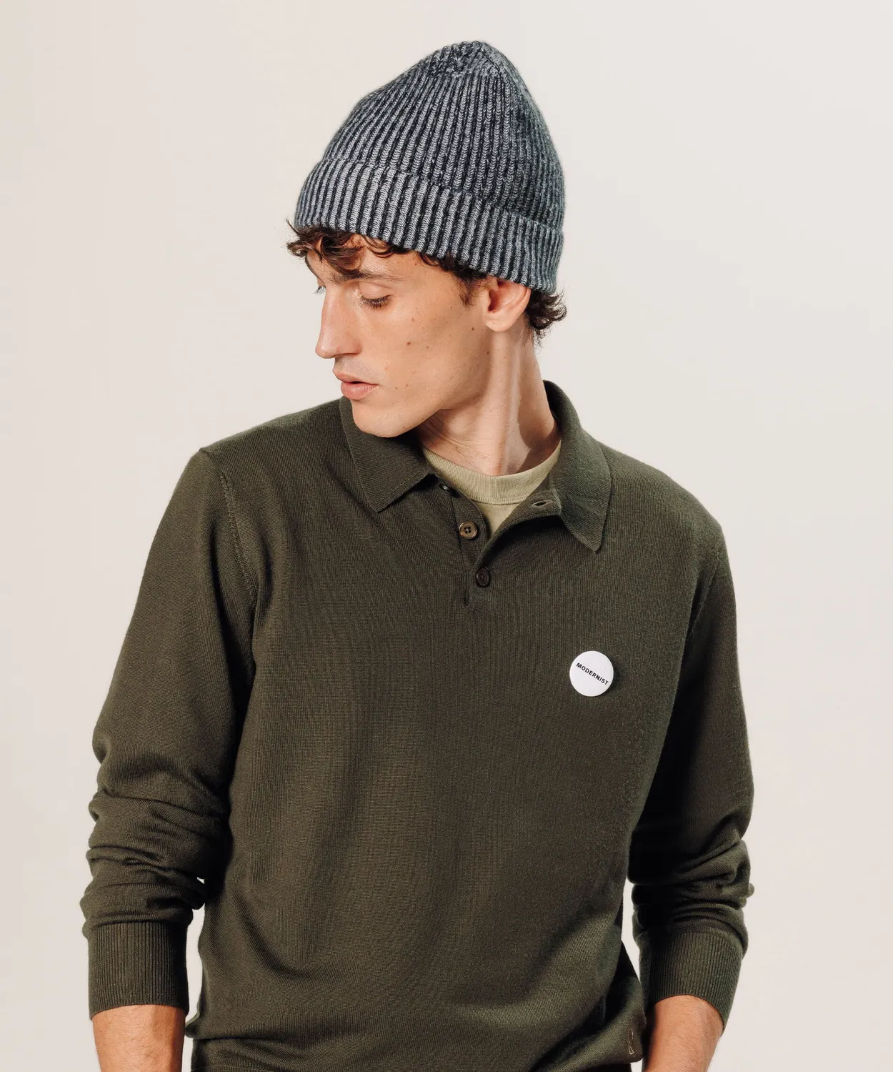 Rodier Polo Lana Merino Verde Kaki Uomo