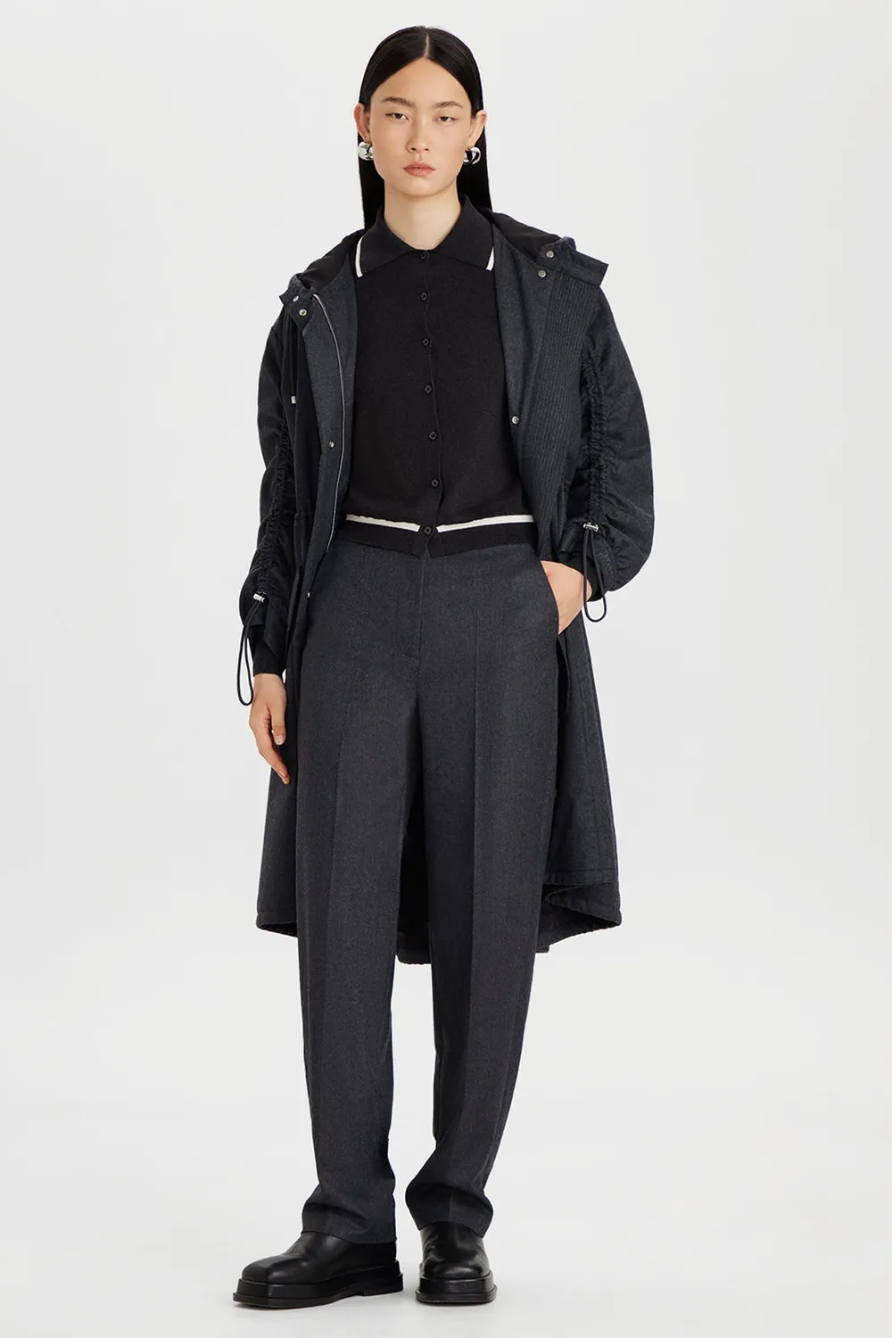 PORTS Lyocell Cashmere cardigan mel grey bottoni