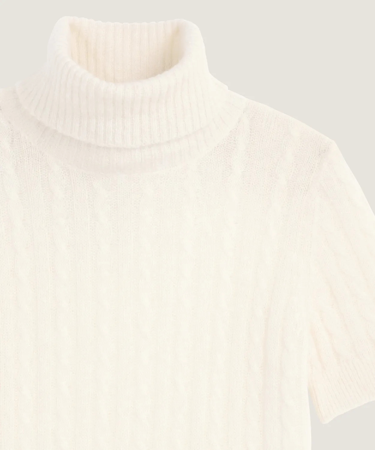 Rodier Maglia dolcevita alpaca ecrù maniche corte