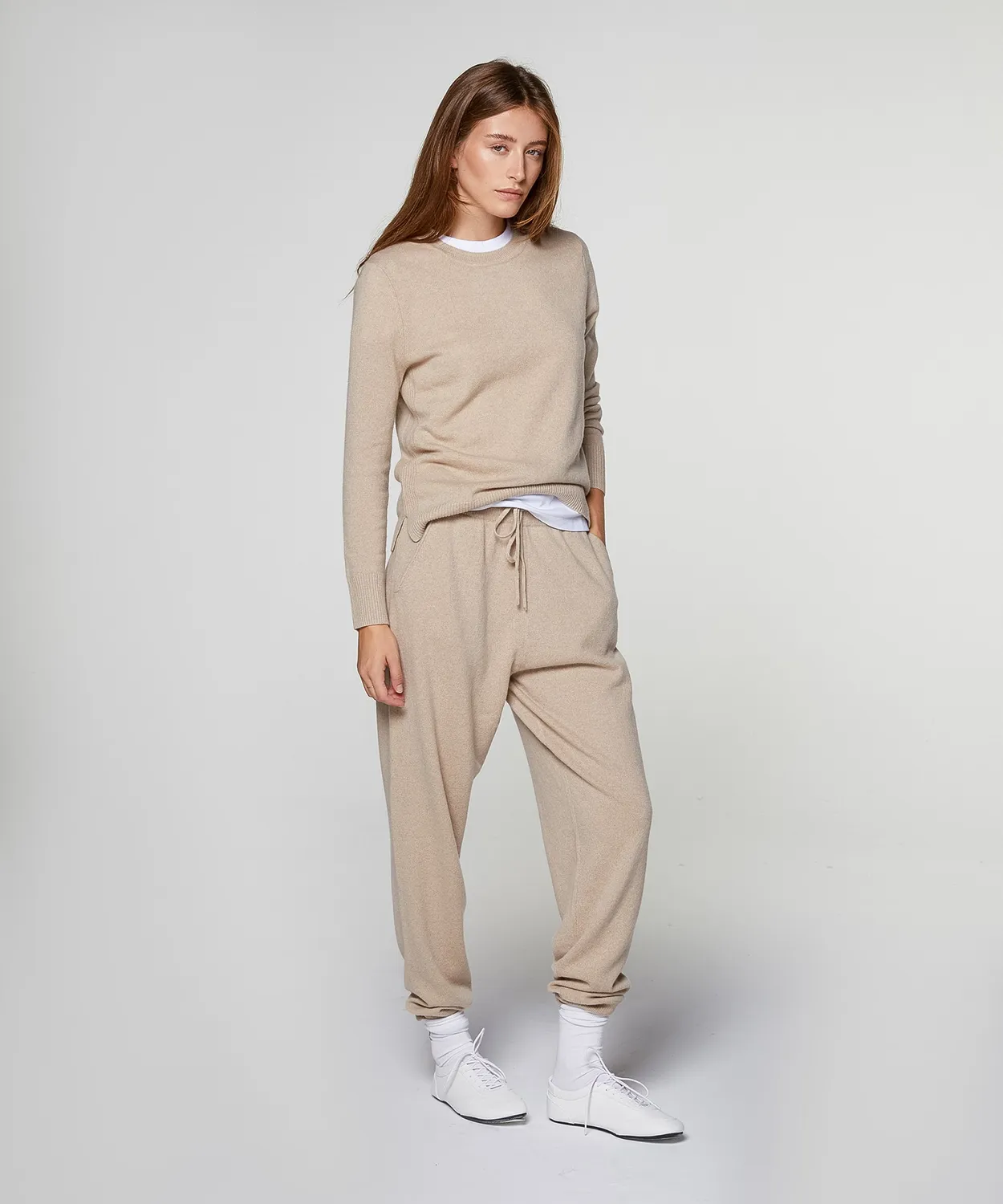 Rodier Jogging Pantaloni cashmere beige caviglia