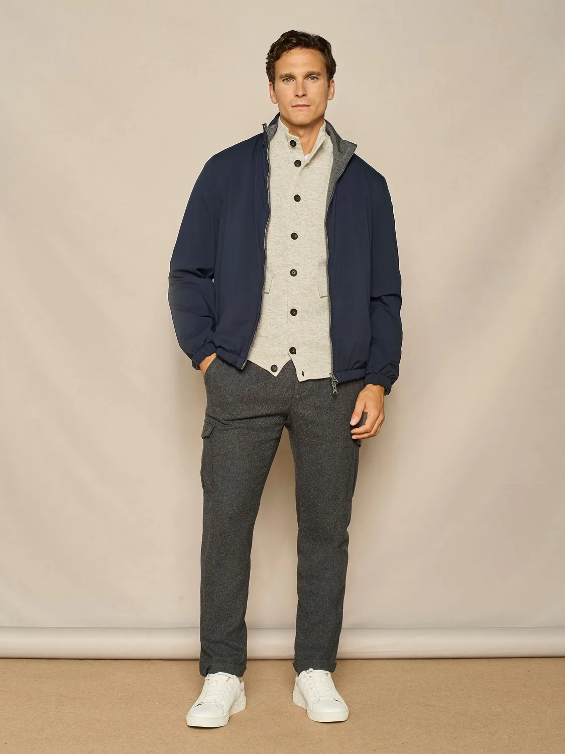 Paul Taylor Cargo pantalone lana grigio scuro tasconi