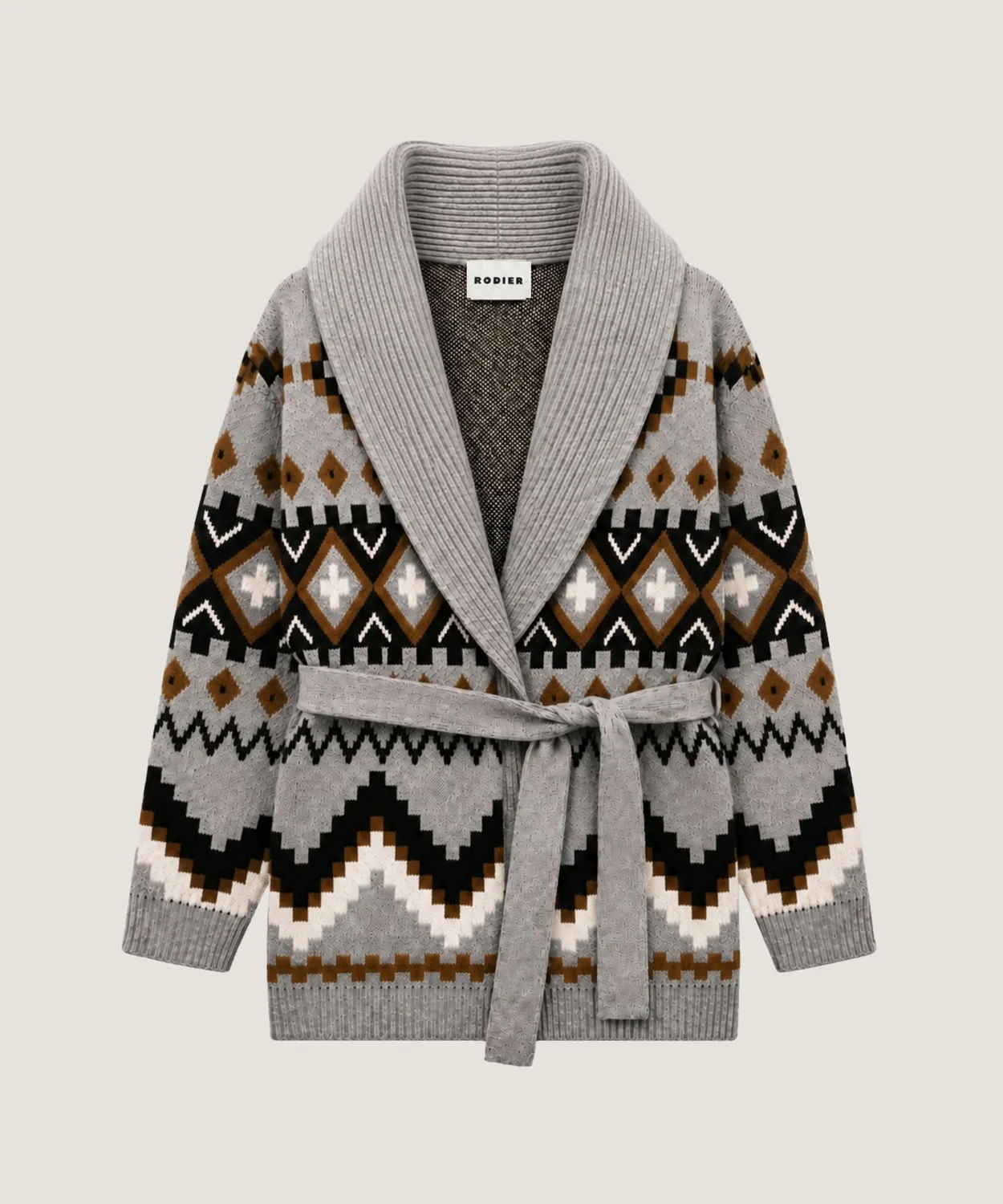 Rodier cardigan jacquard pied de poule grigio