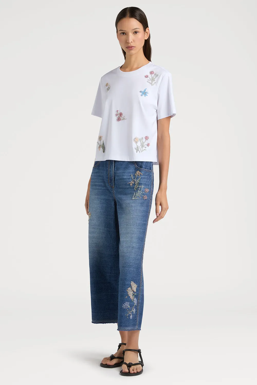 PORTS Floral Fantasy jeans mid denim fantasia floreale