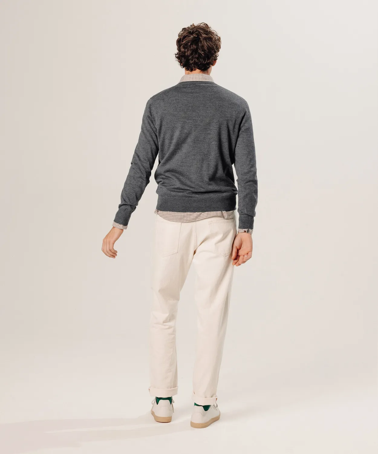 Rodier maglione scollo a V lana merino grigio scuro uomo