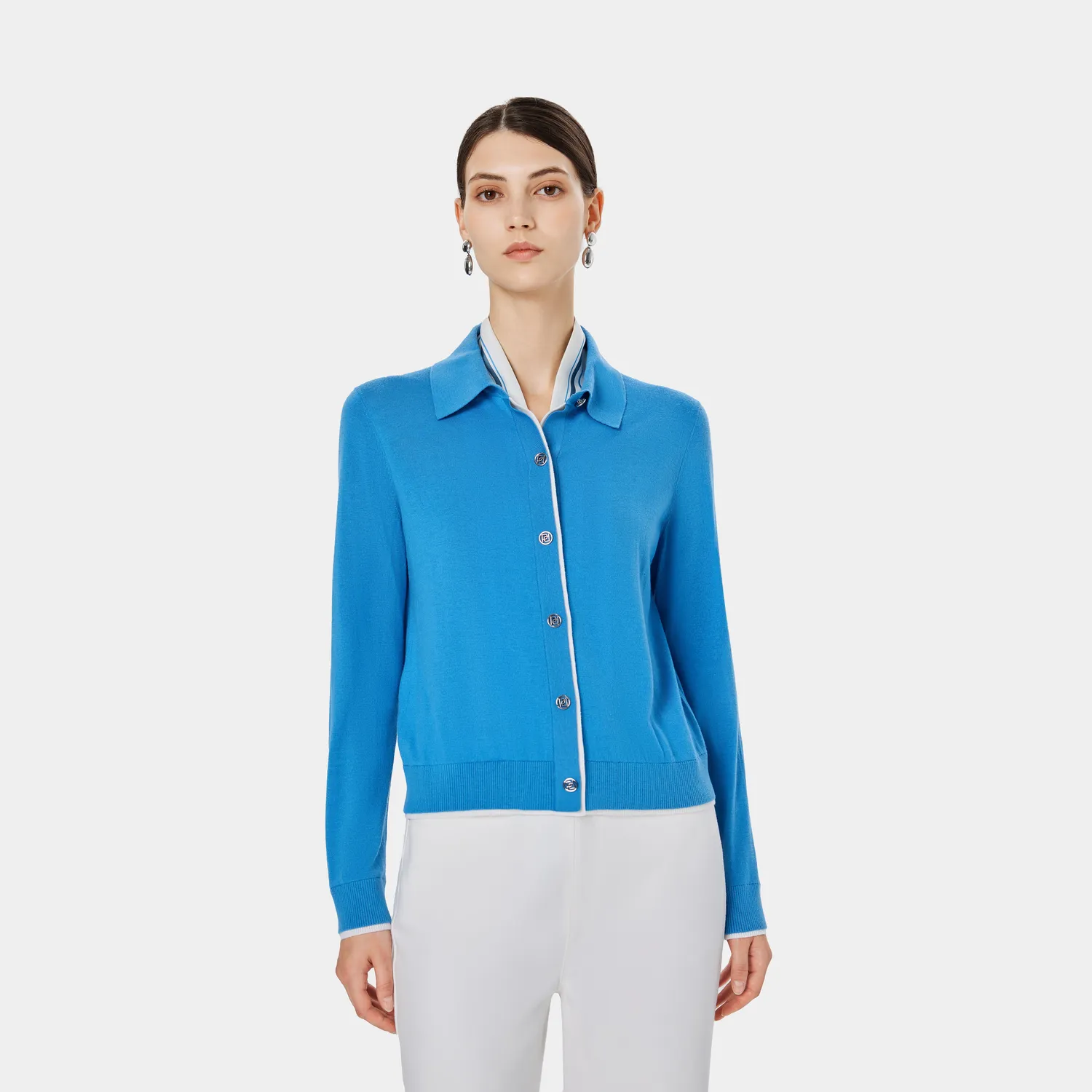 PORTS LQ9K009SKF022 polo knit azzurra bottoni