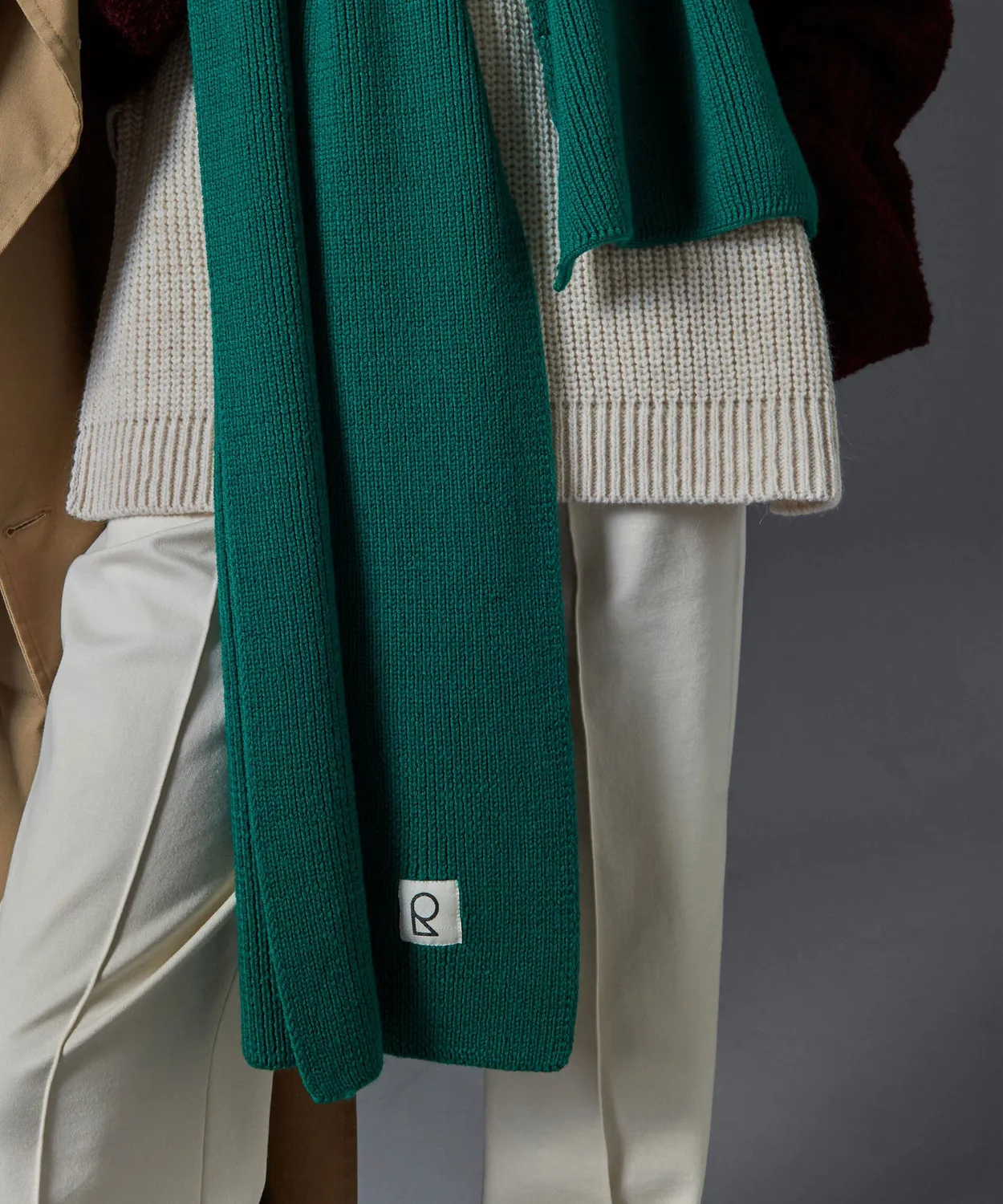 Rodier sciarpa lana merino verde bottiglia 180 cm