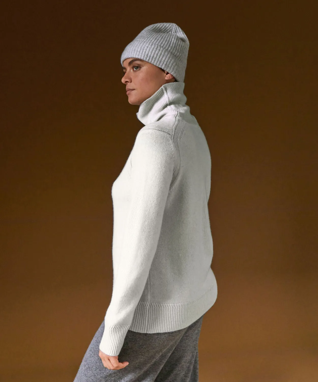 Rodier Dolcevita Oversize Cashmere Maglione Bianco 4 fili