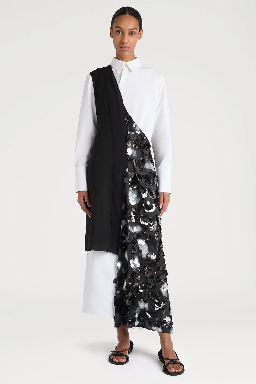 PORTS 1961 PW225DSS02 abito monospalla paillettes nero