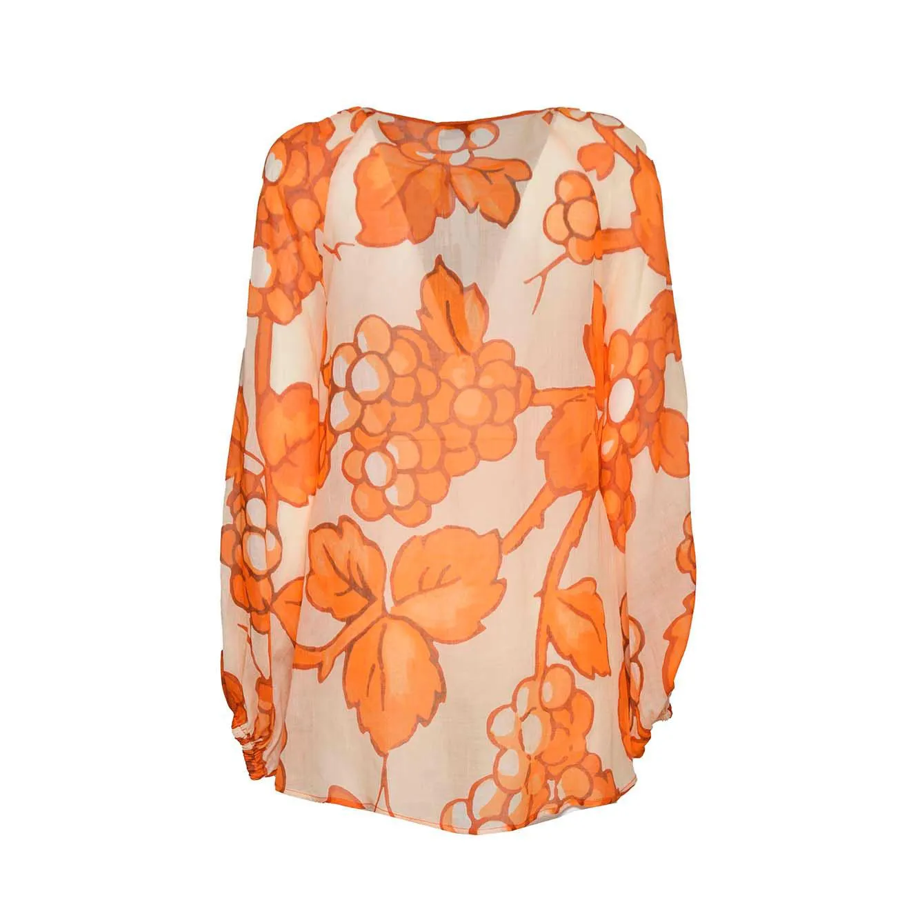 Etro Blusa Arancione Ramia Stampata Mussola