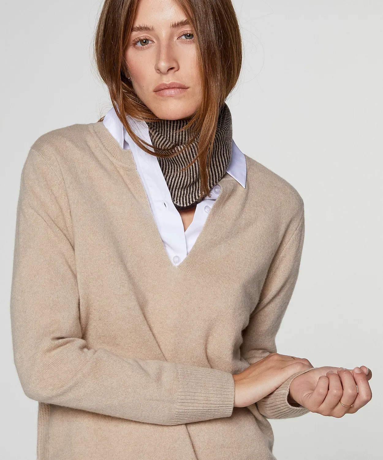 Rodier Maglia Tunisina Cashmere Collo Beige M Elegante