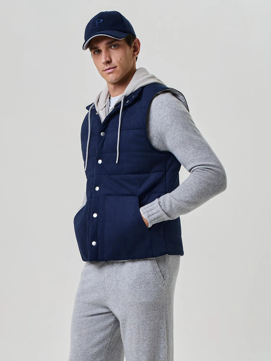 Paul Taylor Smanicato Eco Suede Blu Pettorina Maglia