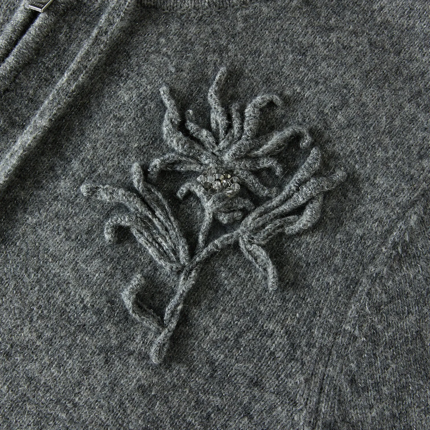 Ports Floral Embroidered felpa cappuccio ricamo floreale zip