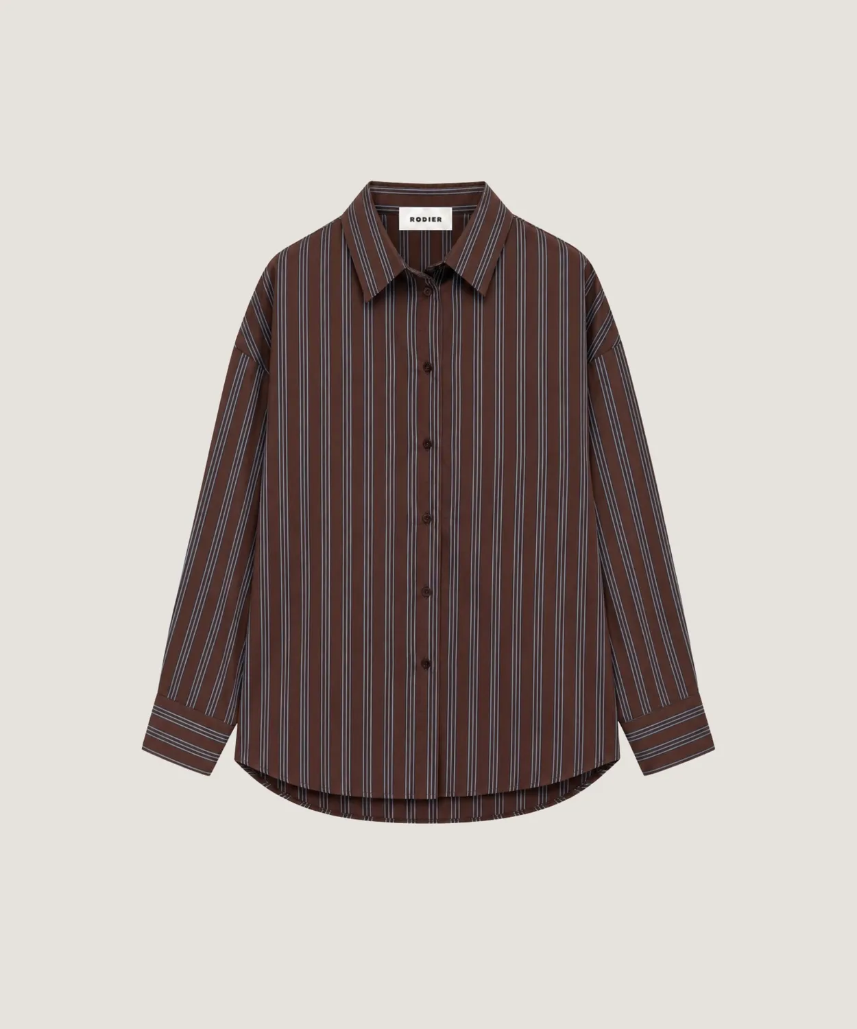Rodier Camicia Oversize a Righe Marrone Cotone