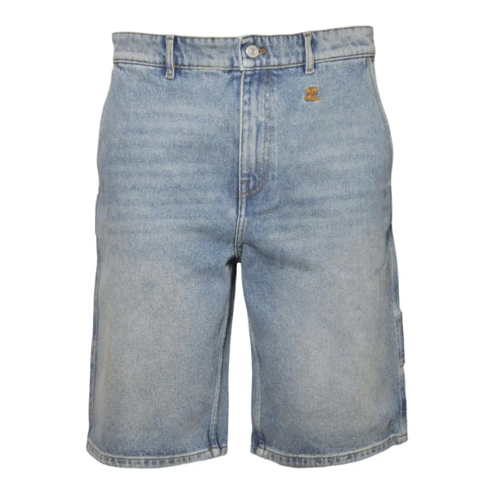 Courreges short hammer bermuda denim blu 100% cotone