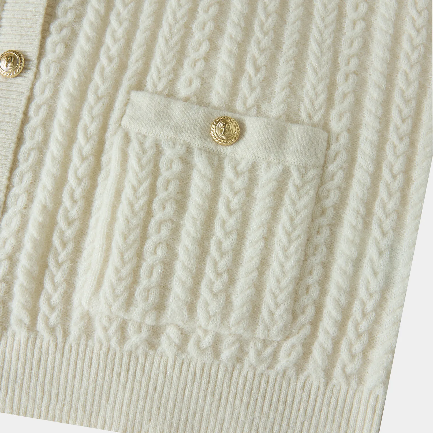 PORTS cardigan trecce cashmere seta cream