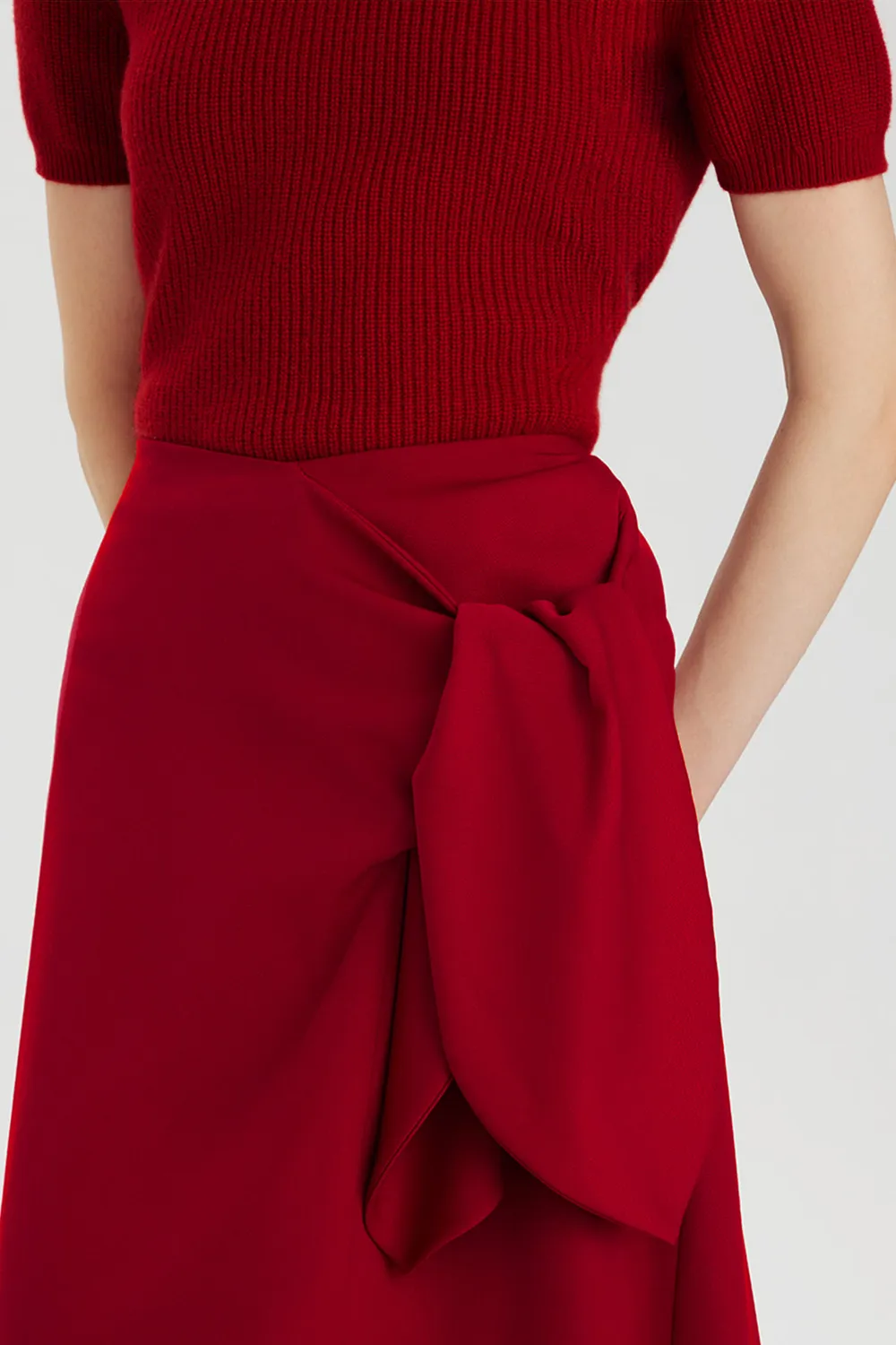 Ports Wool Wrap gonna rossa maxi lana 100%