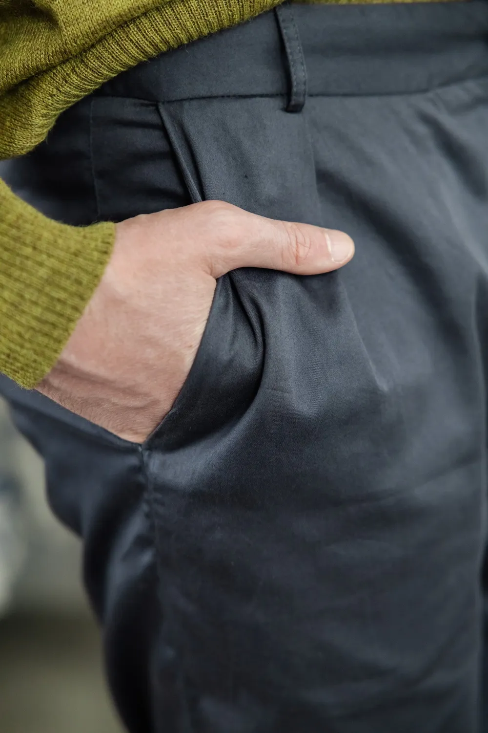 Jyoti Sameer pantaloni uomo cotone grigio scuro