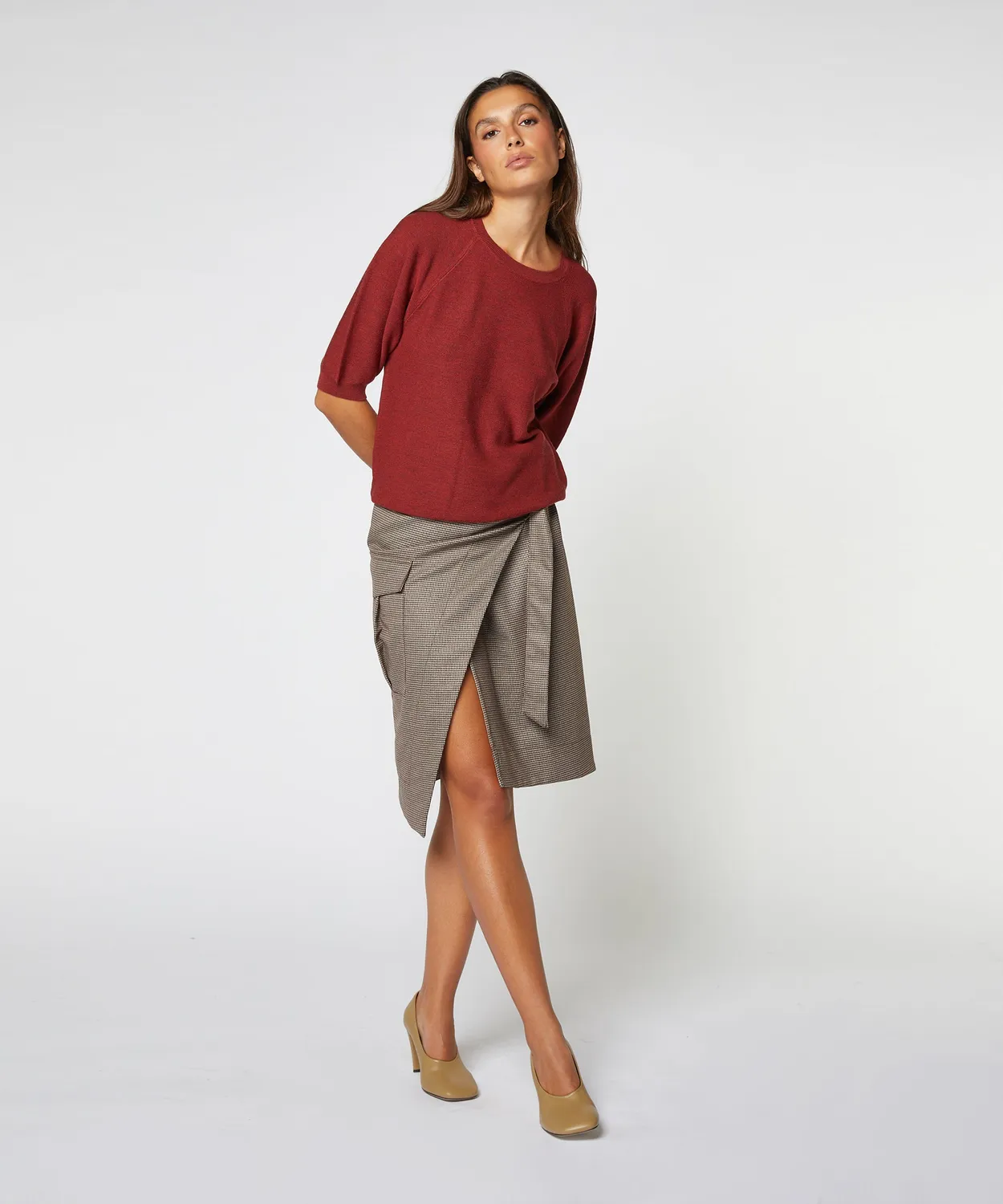 Rodier maglione merino maniche 3/4 rosso scuro
