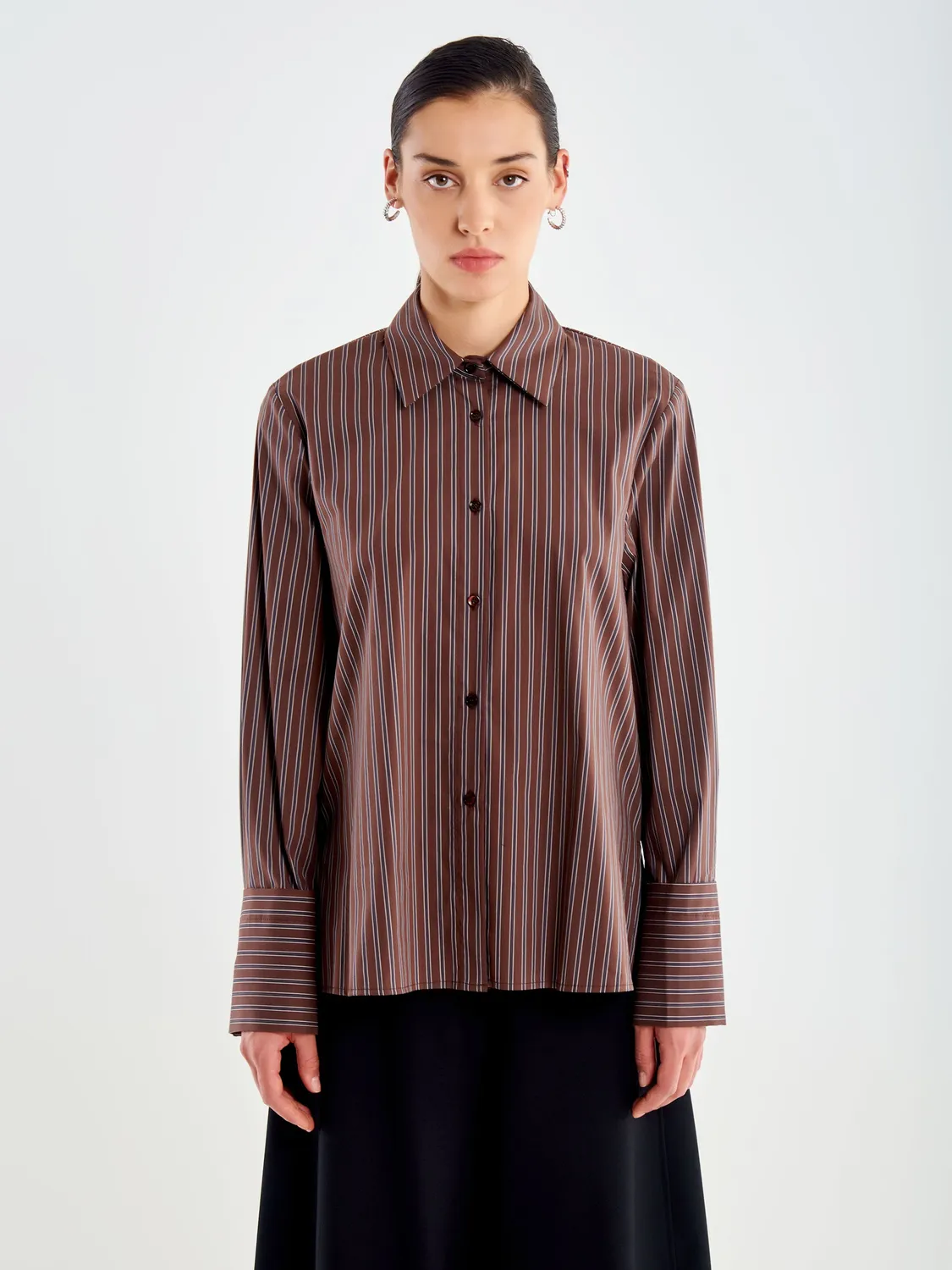 Vicolo Camicia a Righe in Popeline Moro