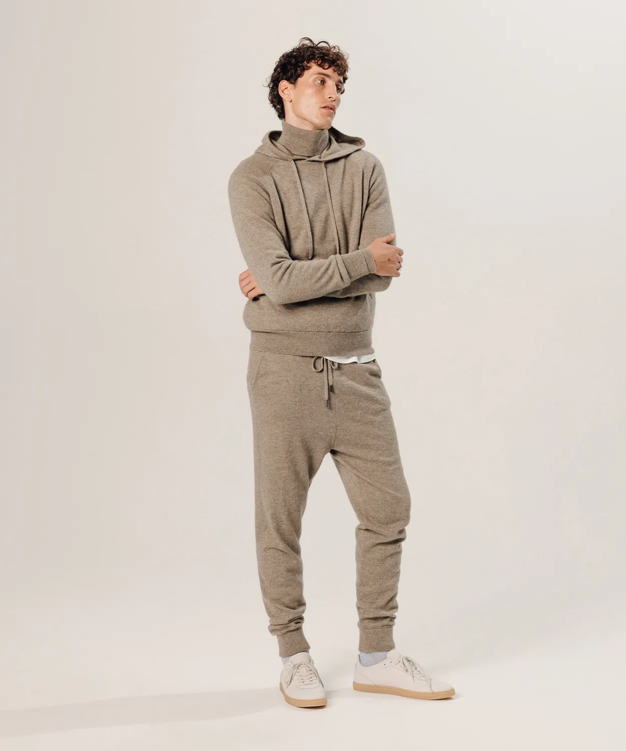 Rodier felpa cappuccio cashmere uomo beige
