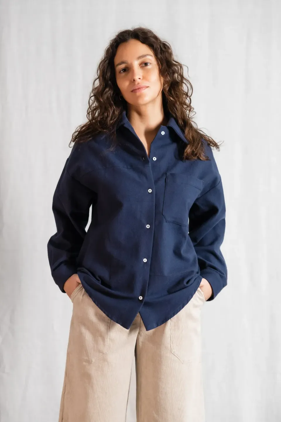 Jyoti Ashrit Grey-Blue camicia flanella