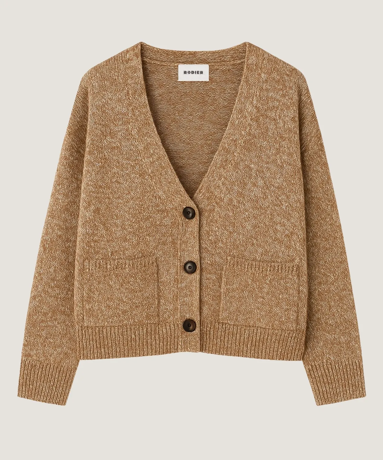Rodier cardigan corto mélange marrone bottoni