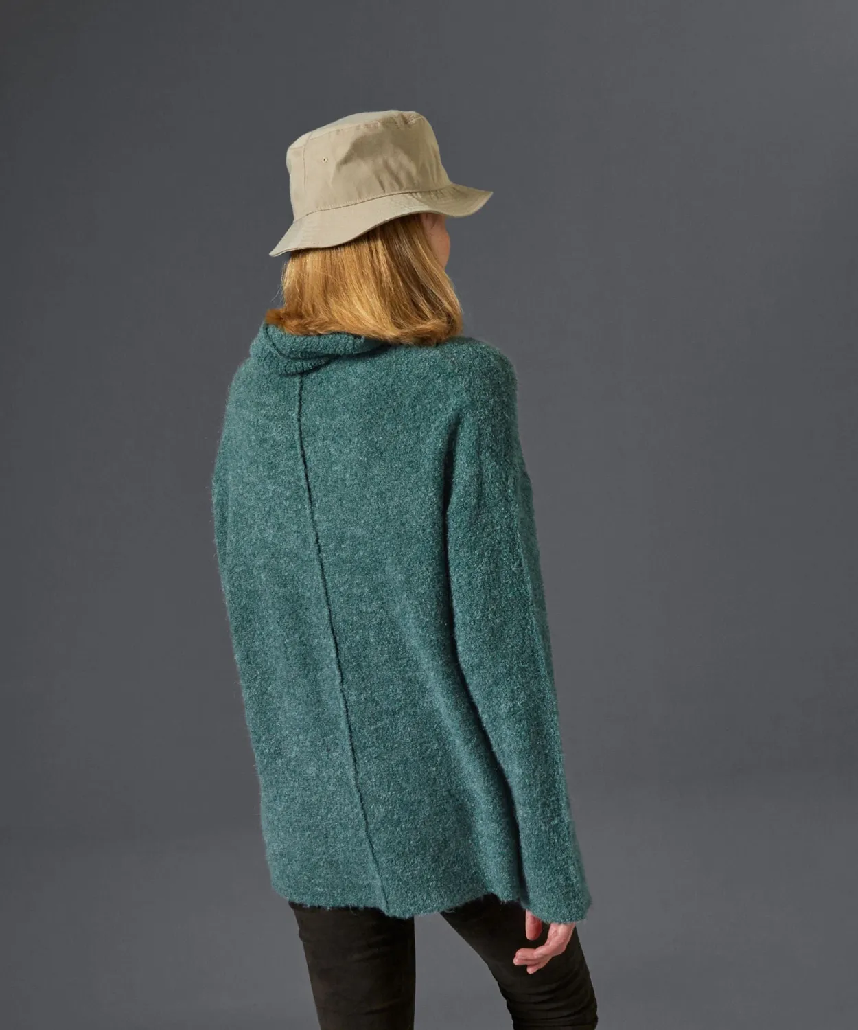 Rodier Maglione Lungo Dolcevita Removibile Verde Grigio Misto Lana