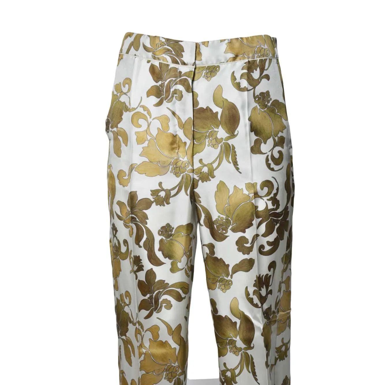 S Max Mara Leda 2519131183600 pantalone seta beige oro 38
