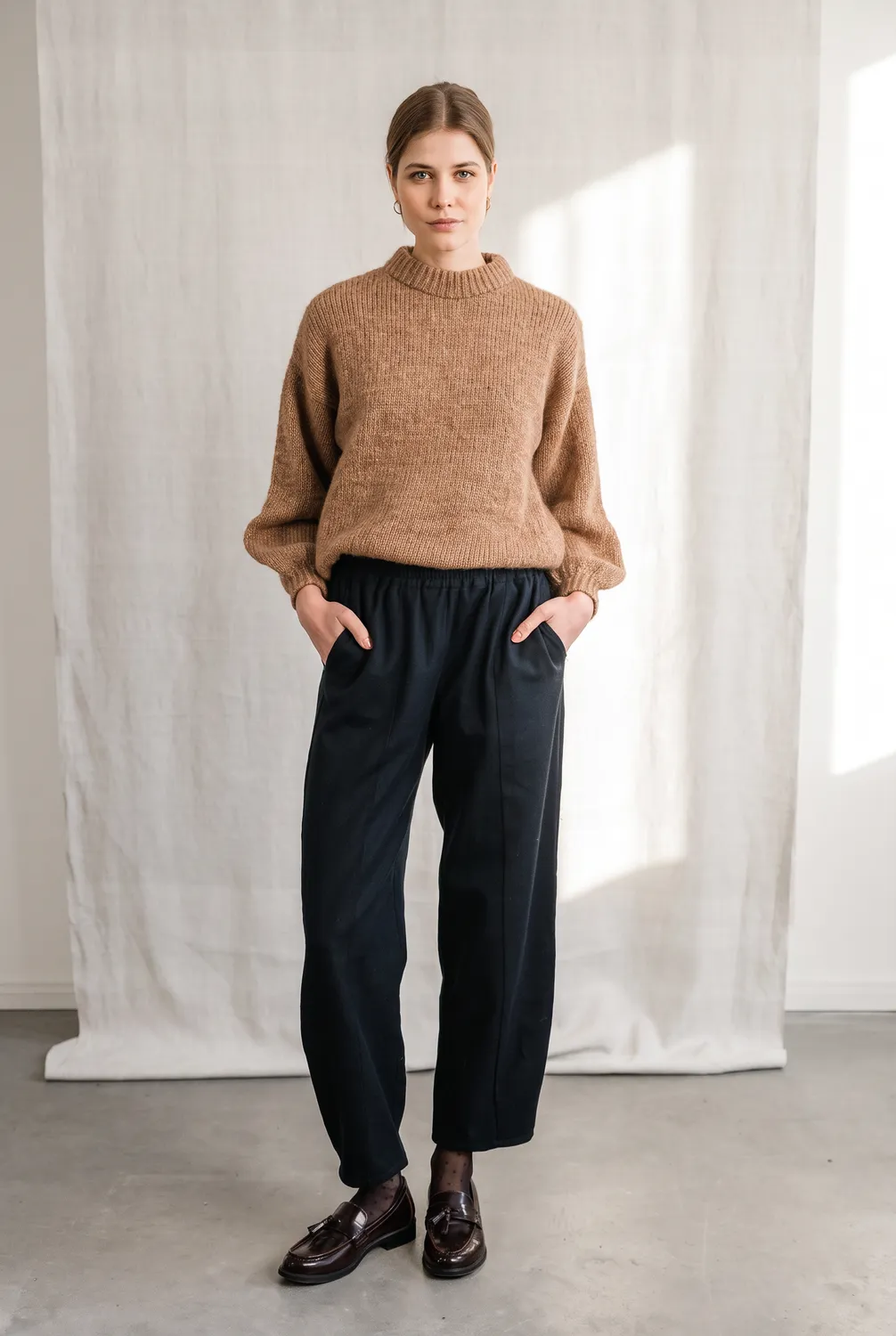 Jyoti Lupuna maglione baby alpaca cammello oversize