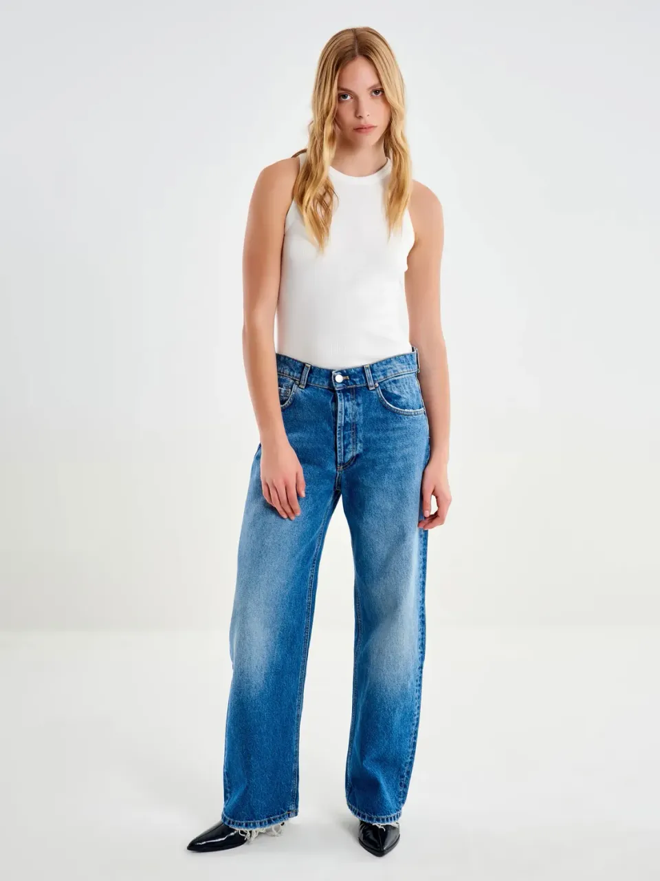 VICOLO Jeans Bernadette loose fit blu cotone