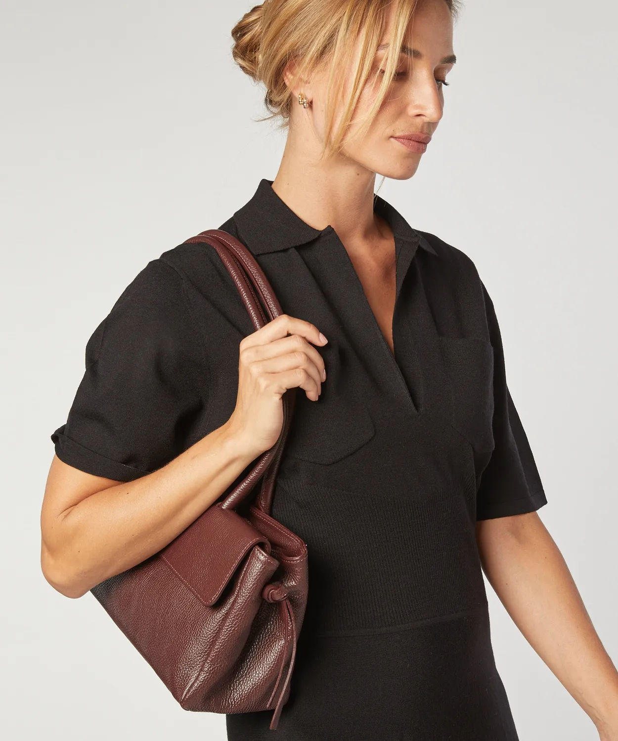 Rodier Abito Lungo Lana Merino Nero Collo Camicia