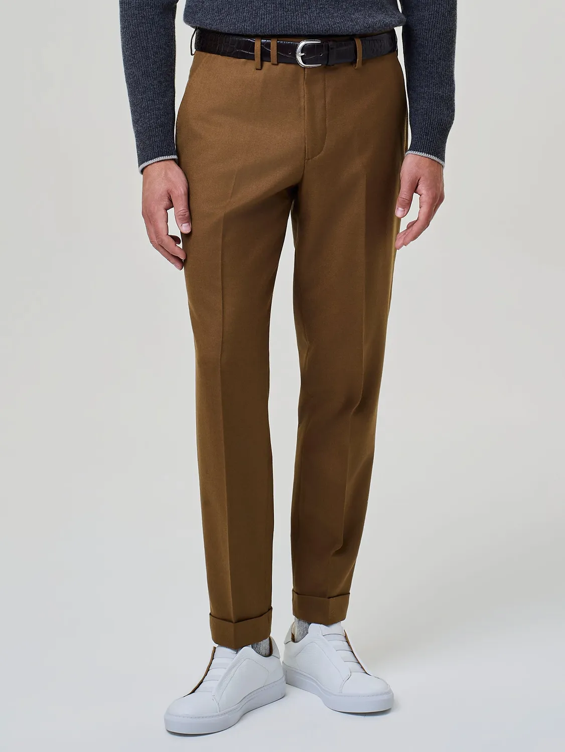 Paul Taylor Pantalone Sartoriale Flanella Rust Misto Lana