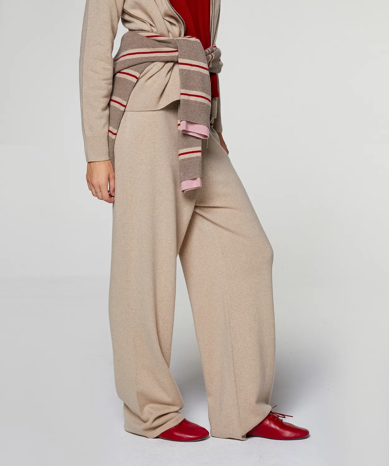 Rodier Pantaloni larghi cashmere beige