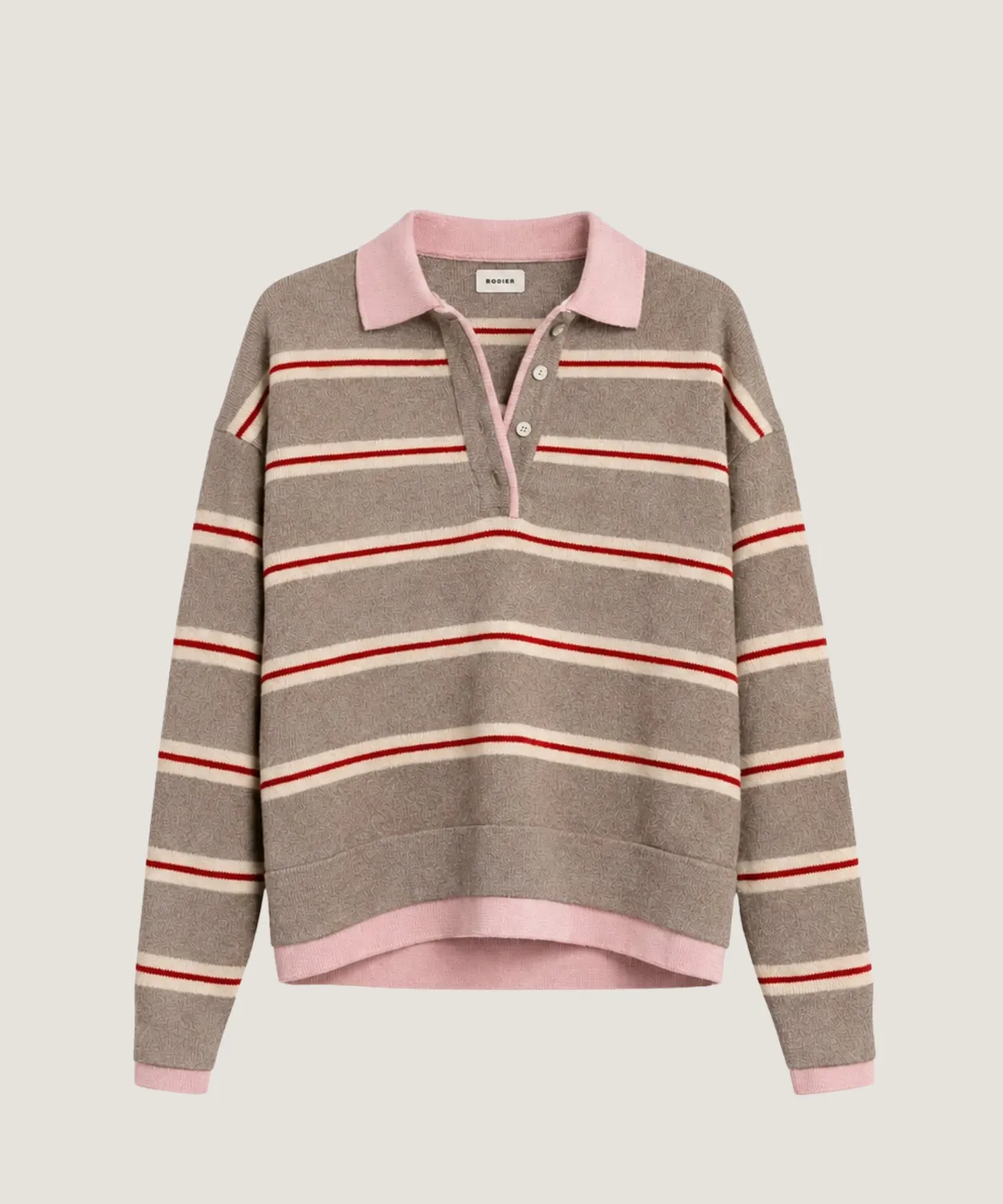 Rodier polo righe cashmere tortora donna