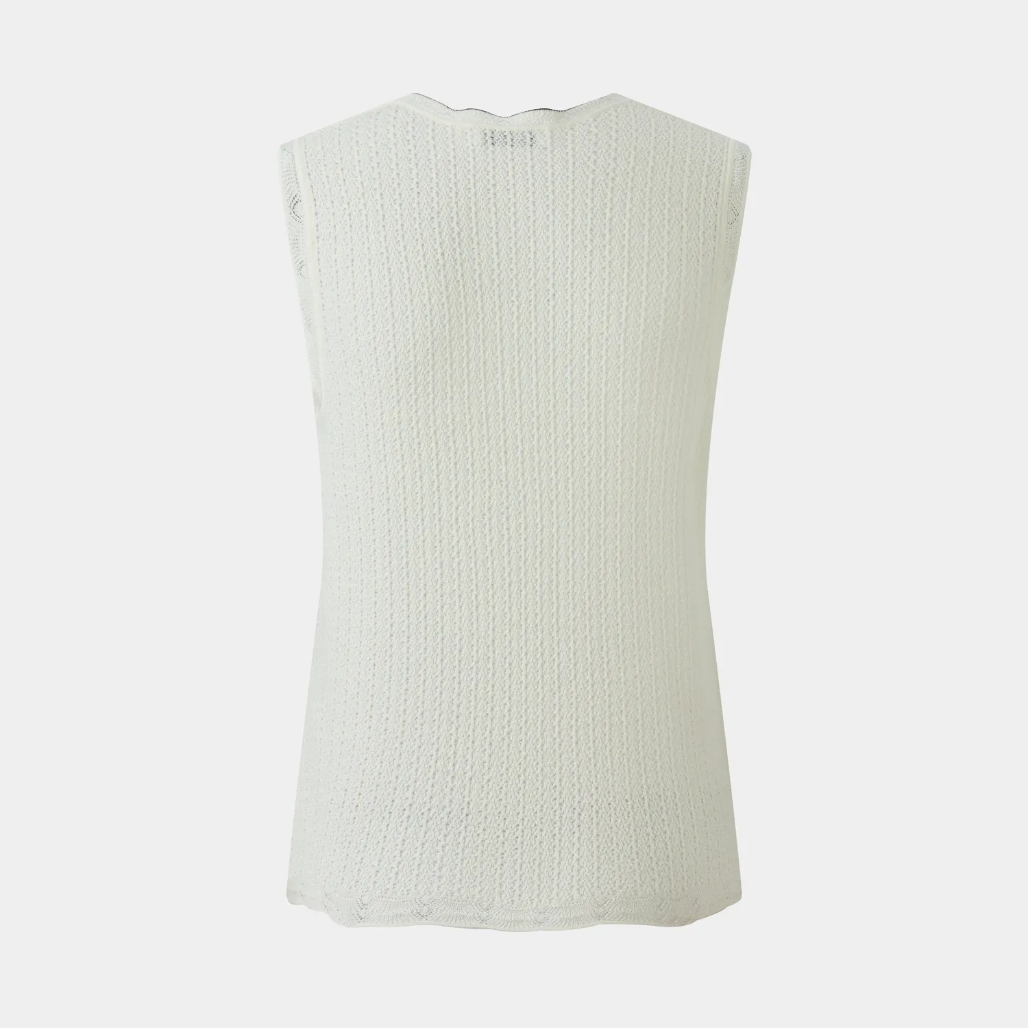 PORTS Knit Scalloped Tank top in maglia crema scollo a U