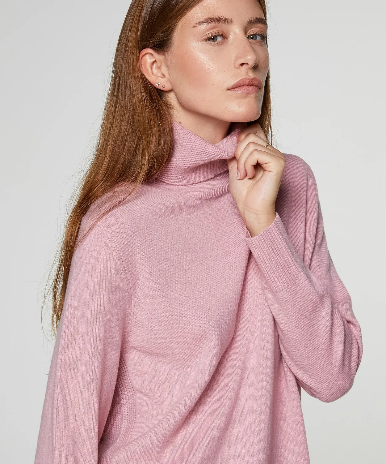 Rodier Maglione Dolcevita Cashmere Rosa 100% Cashmere